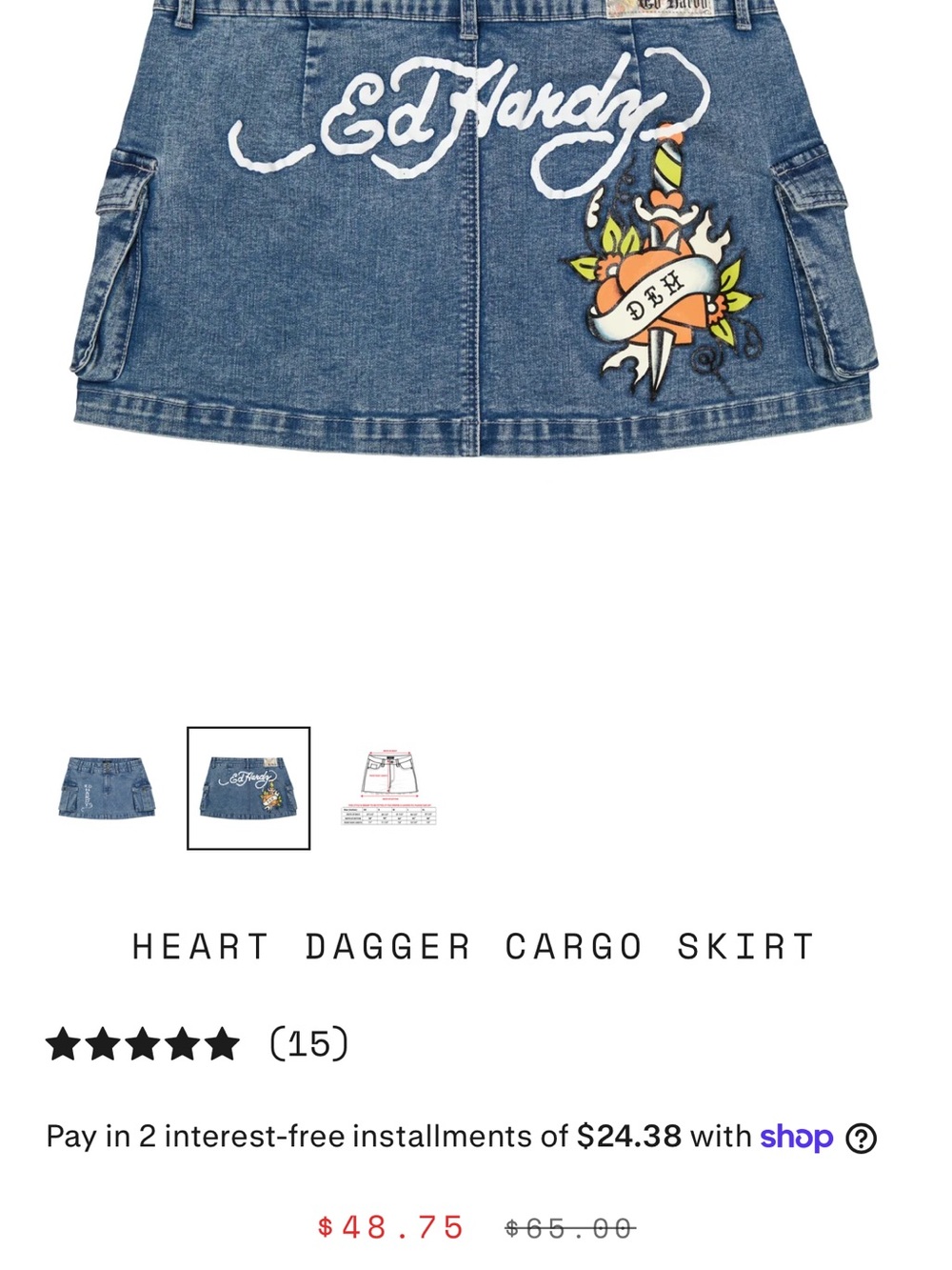 Ed Hardy Heart Dagger Cargo Skirt